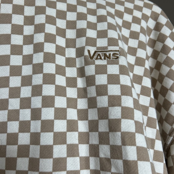 VANS taupe checkered lightweight cotton fleece crew neck sweater - Picture 2 of 4